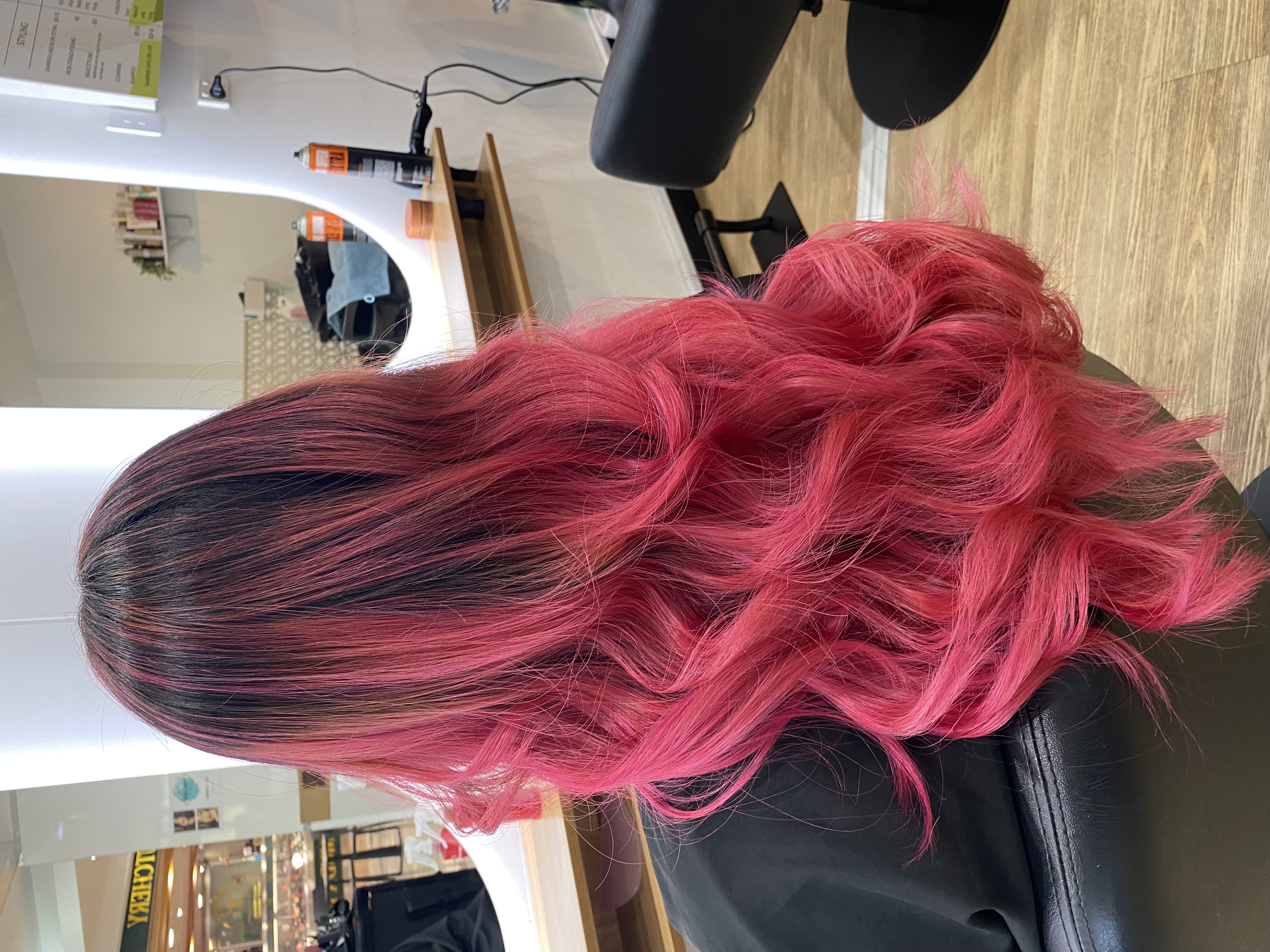 Hair colouring in salon chair